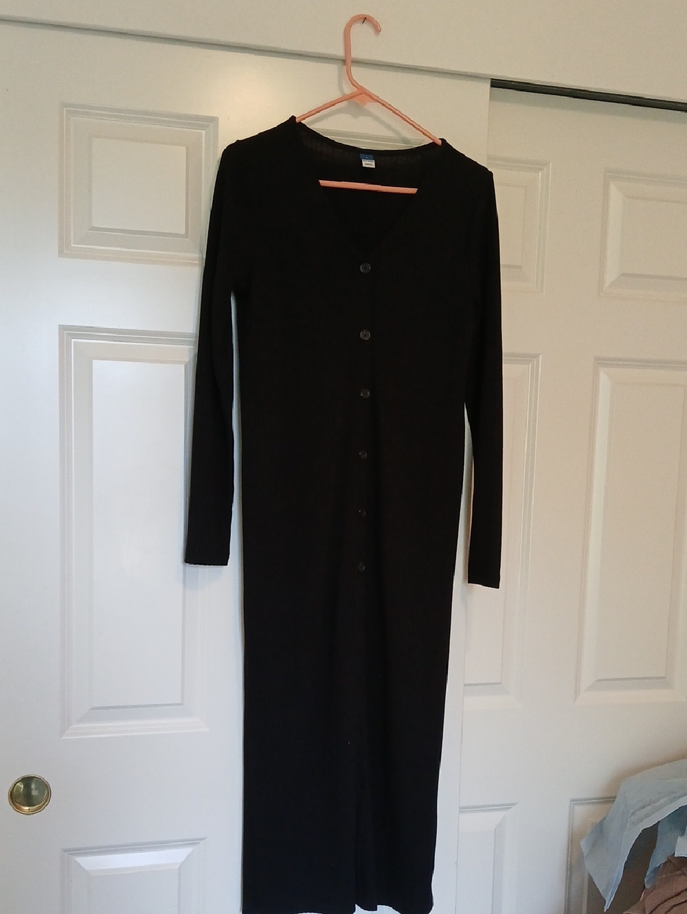Old Navy Black Long-Sleeve Button-Front Maxi Dress